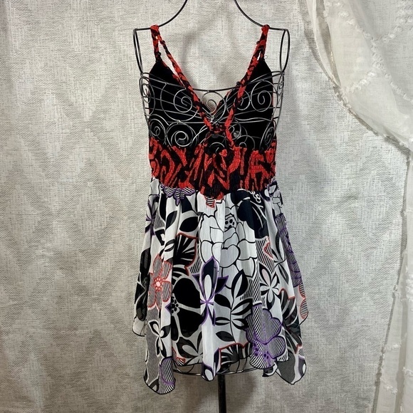 y2K Bisou Bisou Handkerchief floral v neck flowy blouse size L - Picture 6 of 7